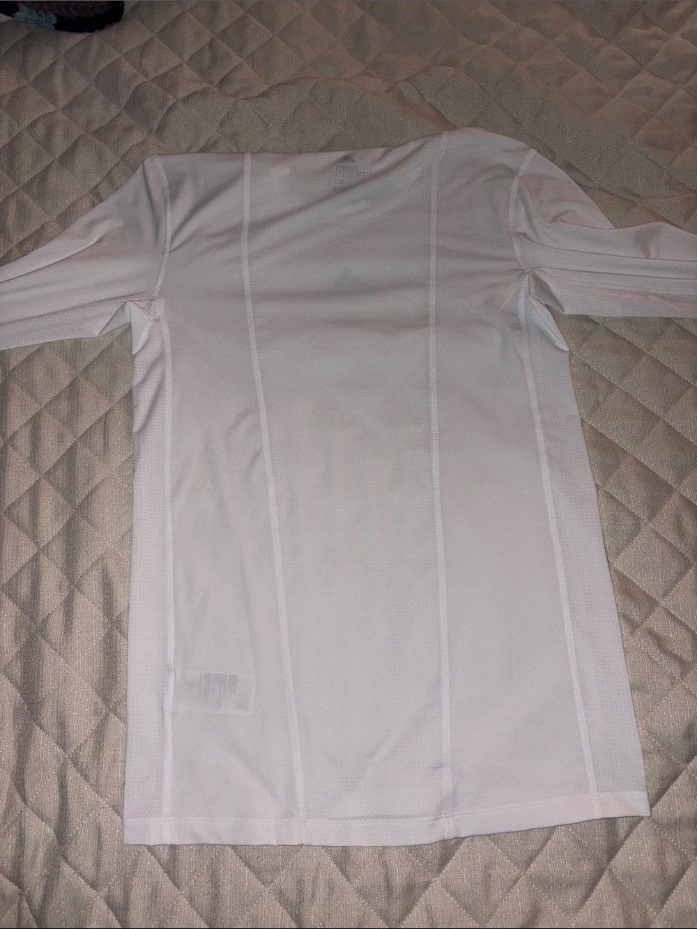 Adidas TECHFIT/PRIMEGREEN Athletic Performance White Long Sleeve Shirt - Picture 4 of 7